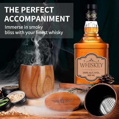 2 Pack Charred Wooden Whiskey Glasses - Bourbon Gifts for Men, Unique Home Bar Decor