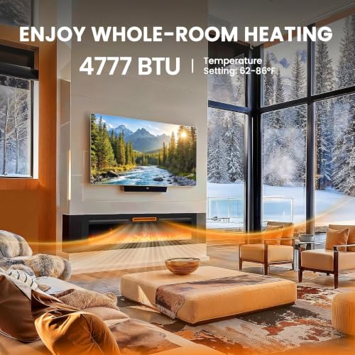 Silonn 50-Inch Smart Electric Fireplace Heater, Wall-Mounted & Recessed with App, Remote, and 20 Flame Colors