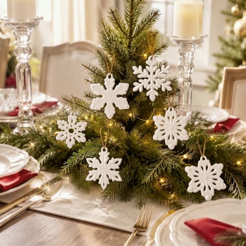 12 Pcs Christmas Resin Snowflake Ornaments for Tree & Holiday Decor