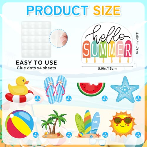 54 Pcs Summer Beach Paper Cutouts for Bulletin Board Decorations