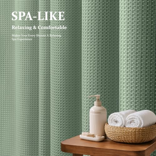 Dynamene Waffle Shower Curtain 72x72 Sage Green Heavy Duty