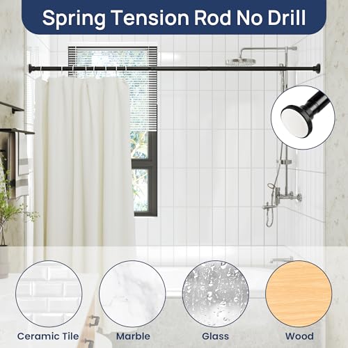 1-Inch Adjustable Tension Shower Curtain Rod, 30-76 Inch, Matte Black