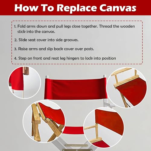 Director's Chair Replacement Canvas Set - Red Cotton Seat & Back Cover