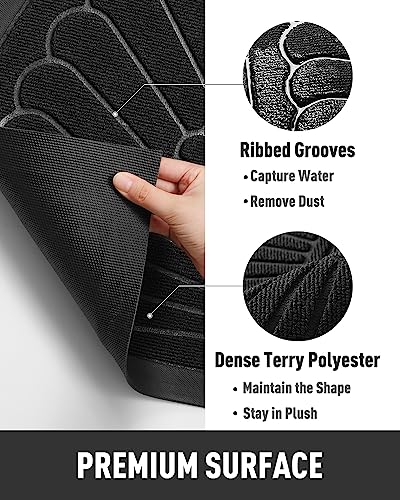Semicircular Non-Slip Rubber Door Mat 17"x30" - Heavy Duty Dirt Trapper