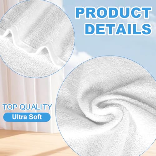 INFICRIME White 12 Pack Cotton Washcloths 12x12 Inches, Soft & Absorbent