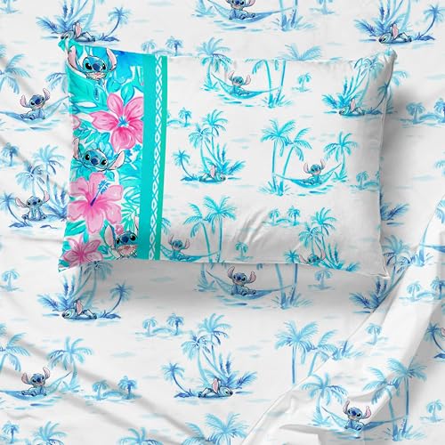 Queen Stitch Microfiber Sheet Set - White with Stitch Pattern, 4 Piece
