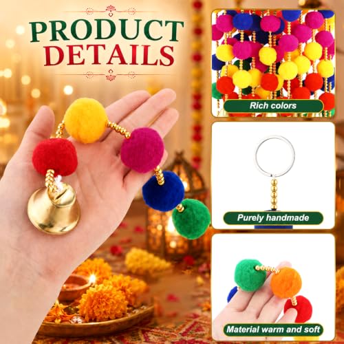 Bright Marigold Garland with Bells - 4ft Diwali & Festive Decor, 12 Pcs