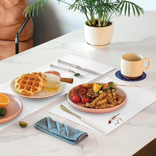 50 Pack Disposable Paper Placemats, 14 x 10 Inch Scalloped Edge Table Mats