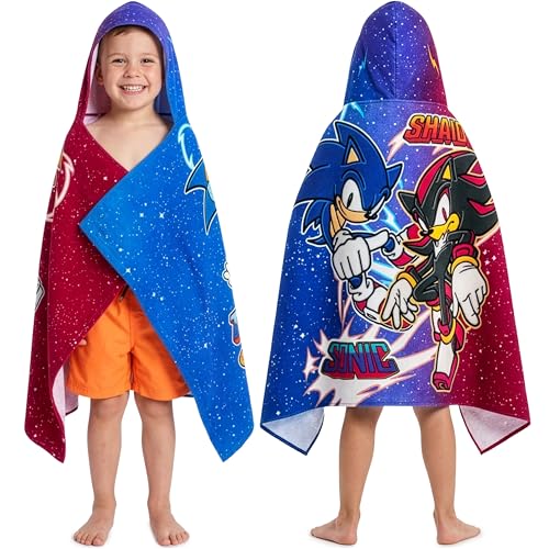 Sonic The Hedgehog Kids Hooded Cotton Bath & Beach Towel Wrap (49"x30")