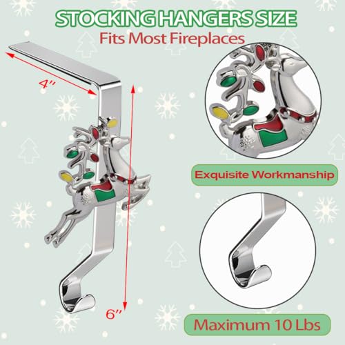 Set of 6 Christmas Stocking Holders for Mantle, Non-Slip Weighted Hooks