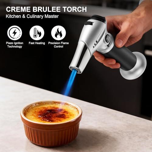 Refillable Kitchen Butane Torch with Safety Lock & Adjustable Flame
