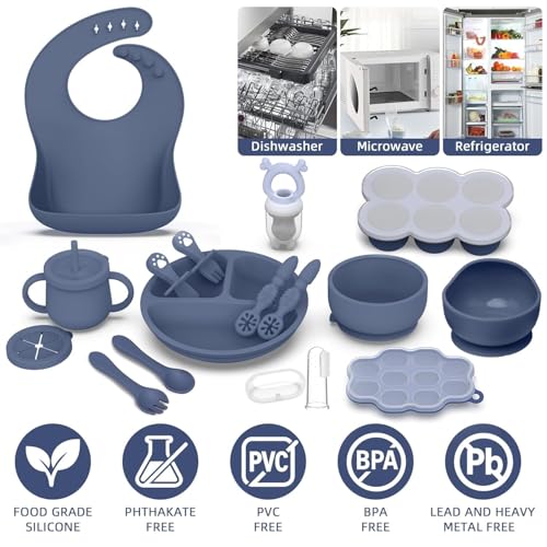 16-Piece Silicone Baby Feeding Set with Suction Base for Starting Solids