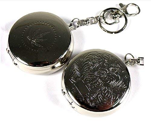 Portable Stainless Steel Pocket Ashtray with Keychain and Cigarette Snuffer