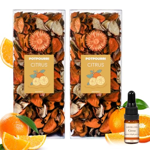 Citrus Scented Potpourri Set with Essential Oil - Decorative Vase Filler