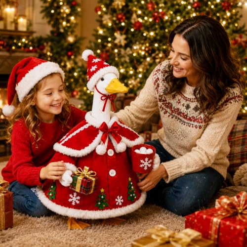 Bigwish Christmas Red Porch Goose Outfit Set for 23" Statues Holiday Decor