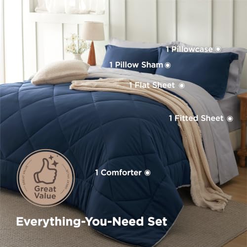 Twin XL Comforter Set - Reversible 5-Piece All-Season Bedding Set with Sheets