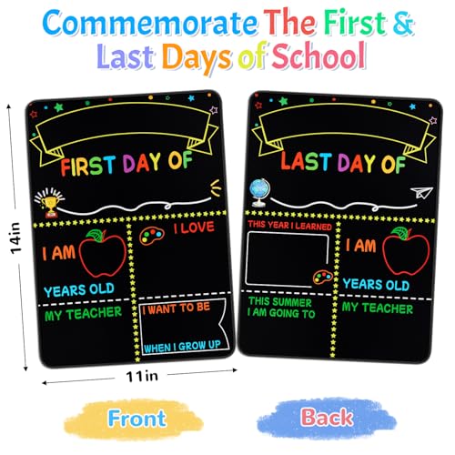 First and Last Day of School Sign Kit with Chalk Markers and Party Decor