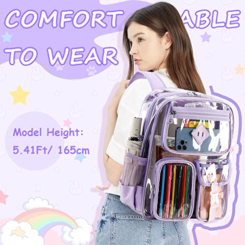 Clear Backpack Heavy Duty PVC Transparent School Bookbag for Girls