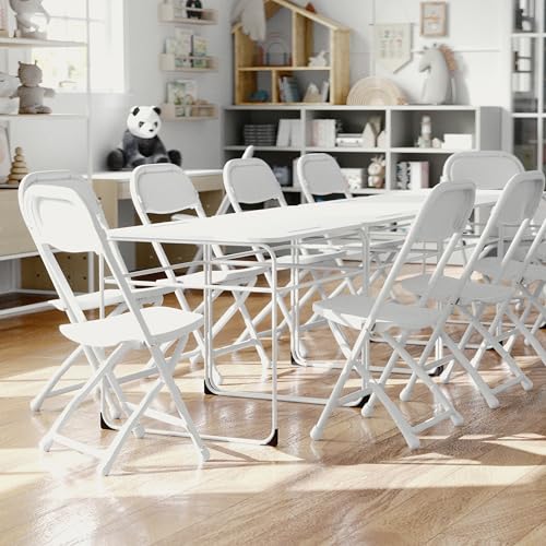 White Kids Folding Chairs Set of 10 for Classroom & Events | Flash Furniture Timmy
