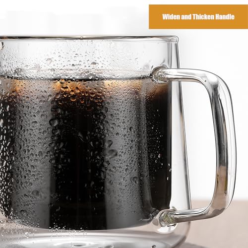BNUNWISH 24OZ Double Wall Glass Coffee Mug Set of 2 - Insulated Clear Tea & Beer Cups