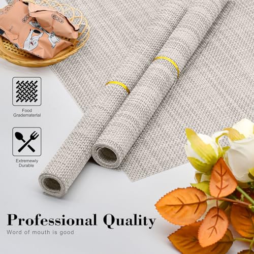 Washable Beige Placemats Set of 4, Heat Resistant Vinyl Dining Table Mats