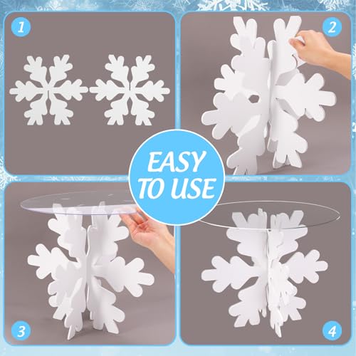 Whaline Snowflake Cake Stand 15.7in White Acrylic Dessert Display