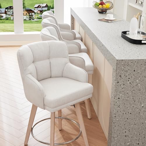 360° Swivel Counter Height Bar Stools with Back, 26-Inch Set of 2