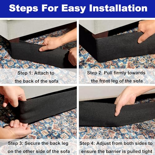 Under Couch Toy Blocker - 123" x 3" Furniture Gap Bumper & Pet Barrier
