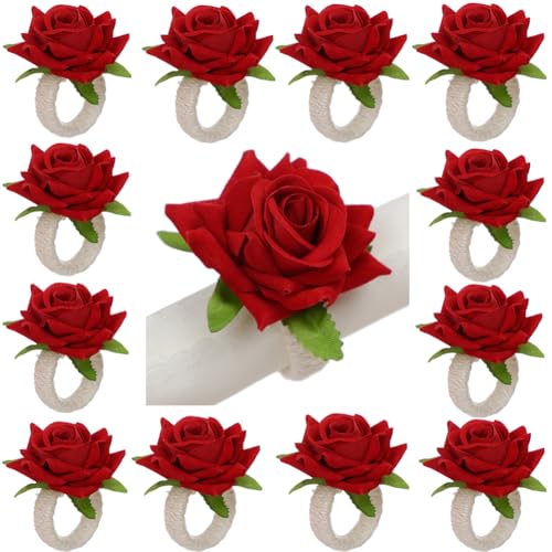 48Pcs Red Rose Napkin Rings Set of 48 for Wedding Christmas – LXKBD