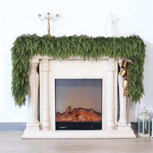 YXZZWL 6FT Artificial Cedar Garland for Fireplace & Home Decor, Lush Holiday Wreath