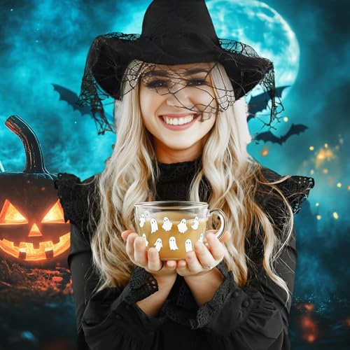 Sliner Ghost Halloween Glass Coffee Mug - 16 oz, Pack of 6, Irish Style