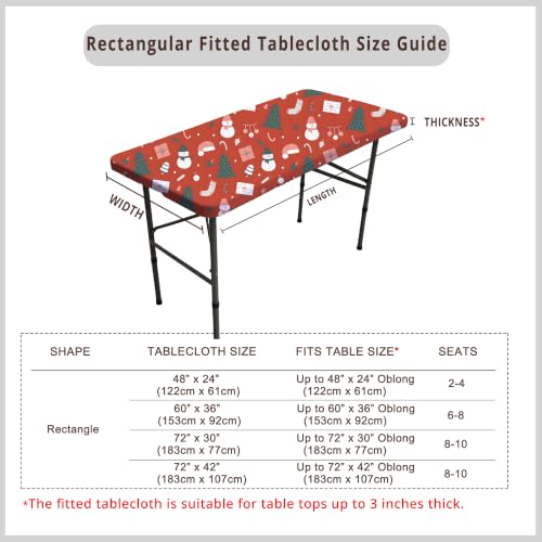 Sofits 24x48 Inch Christmas Red Snowman Fitted Elastic Tablecloth