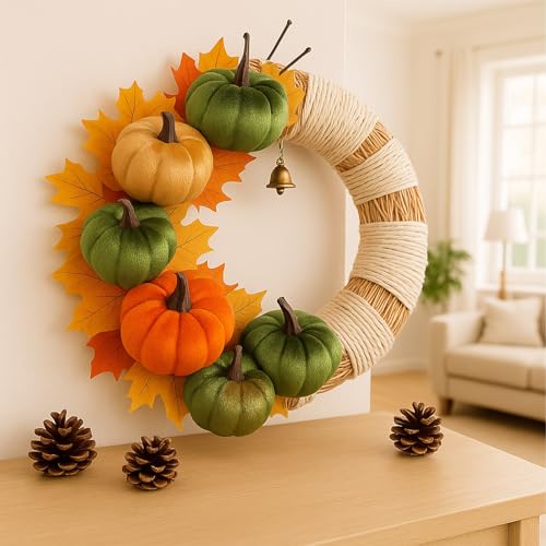 12-Piece Velvet Artificial Pumpkins for Fall and Thanksgiving Decor