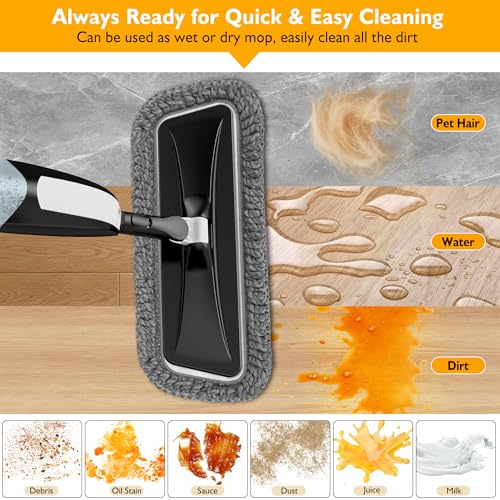 Microfiber Spray Mop for Floor Cleaning - Wet & Dry Mop with 3 Washable Pads