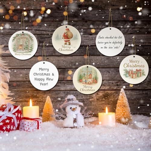 Motiskyy Christmas Round Cards with Envelopes & Lanyards - Holiday Party Supplies