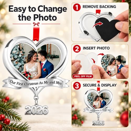 Our First Christmas Married Personalized Photo Ornament 2026 As Mr.
