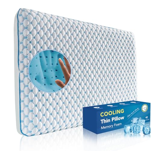 Iwacool Ultra Slim Cooling Memory Foam Pillow for Stomach & Back Sleepers