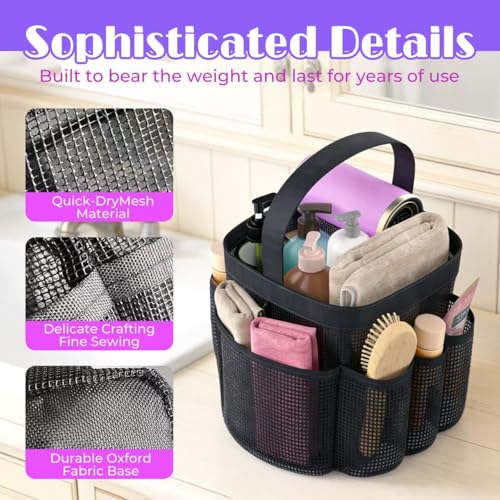 Portable Mesh Shower Caddy with 8 Pockets – Quick Dry Storage Bag