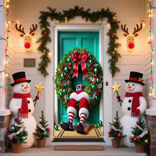 Funny Santa Stuck in Pine Ring Door Cover 35x71in - ColorfulB199 by Cmialusie