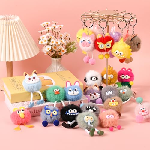 30 Pcs Cute Plush Keychain Bulk Set - Kawaii Soft Animal Party Favors