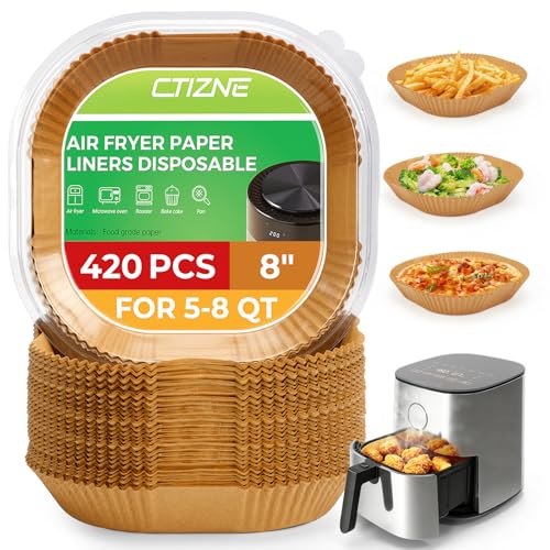 420-Pack 8-Inch Square Air Fryer Liners, Disposable Parchment Paper for 5-8 Qt