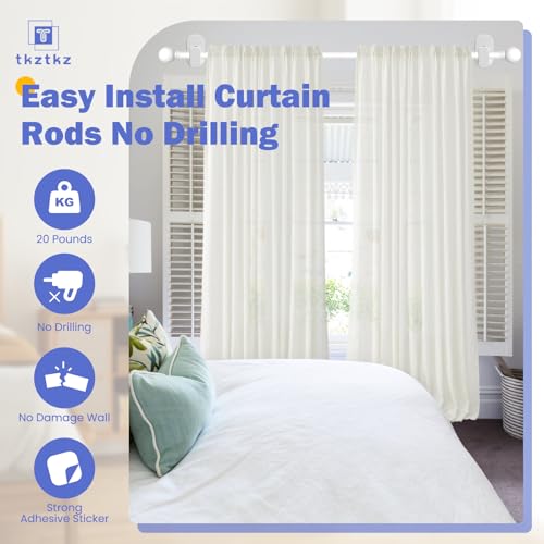 No-Drill Adjustable Curtain Rod with Adhesive Brackets - White, 36-88"