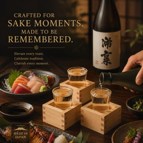 Japanese Hinoki Cypress Masu Cups Set of 12 | 4 fl oz Traditional Sake Bowls