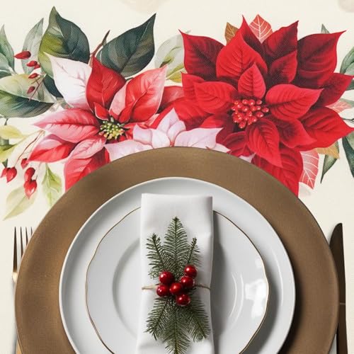 Christmas Tablecloth Waterproof Tree/Holly Table Cloths for New Years