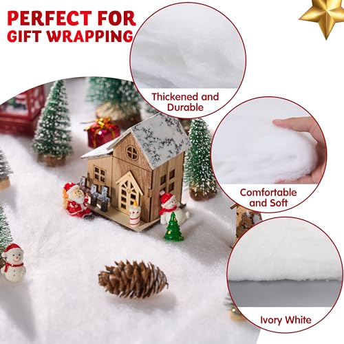 Artificial Christmas Snow Blanket Roll (3 x 8 Ft) - Soft White Holiday Decor