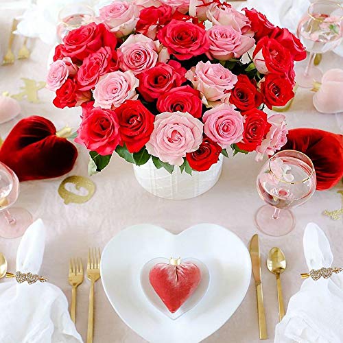 Kalopro Heart Gold Valentine Napkin Rings Set of 6 with Diamonds - Wedding & Party Decor
