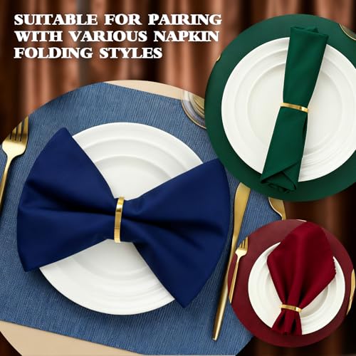 100 Pcs Gold Metal Napkin Rings, Elegant Round Napkin Holders for Weddings