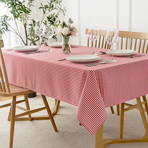 Heavy Weight Checkered Waterproof & Wrinkle-Resistant Tablecloth 120 x 60 Inch Red & White