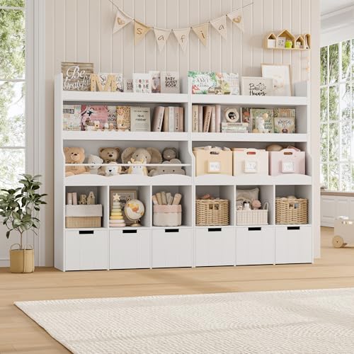 Kids Toy Storage Organizer with Bookshelf and 3 Removable Bins, White