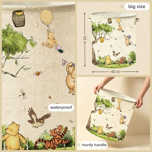 Extra Large Canvas Nursery Laundry Hamper - Waterproof Toy Storage Bin